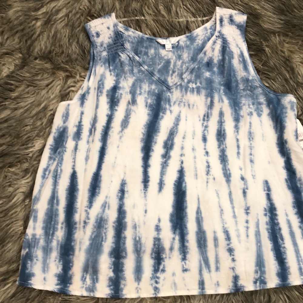 Blue and White Tie-Dye Women's Top